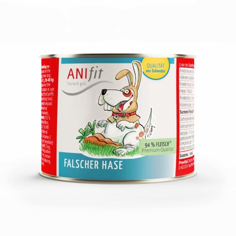 Hund Hundefutter Nassfutter Falscher Hase 200g 6 Stück -1- Anifit